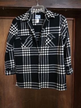 Pendleton Black and White Plaid Wool Shirt Jacket